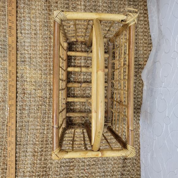 Vintage Bamboo Wicker Tiki Paper Book‎ Magazine Rack Holder Basket - Picture 8 of 8